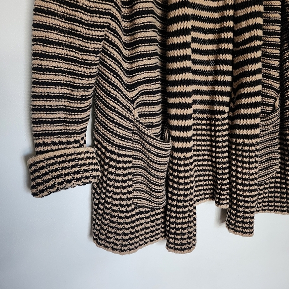 Striped black and tan open cardigan sweater - Picture 8 of 8